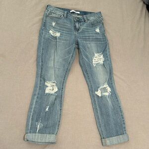 Distressed crop jeans